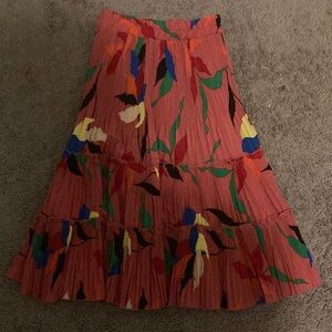 Pink pleated tiered skirt